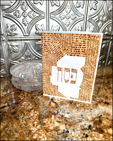 Passover Greeting Card - Pesach in Matzoh Filled Letters